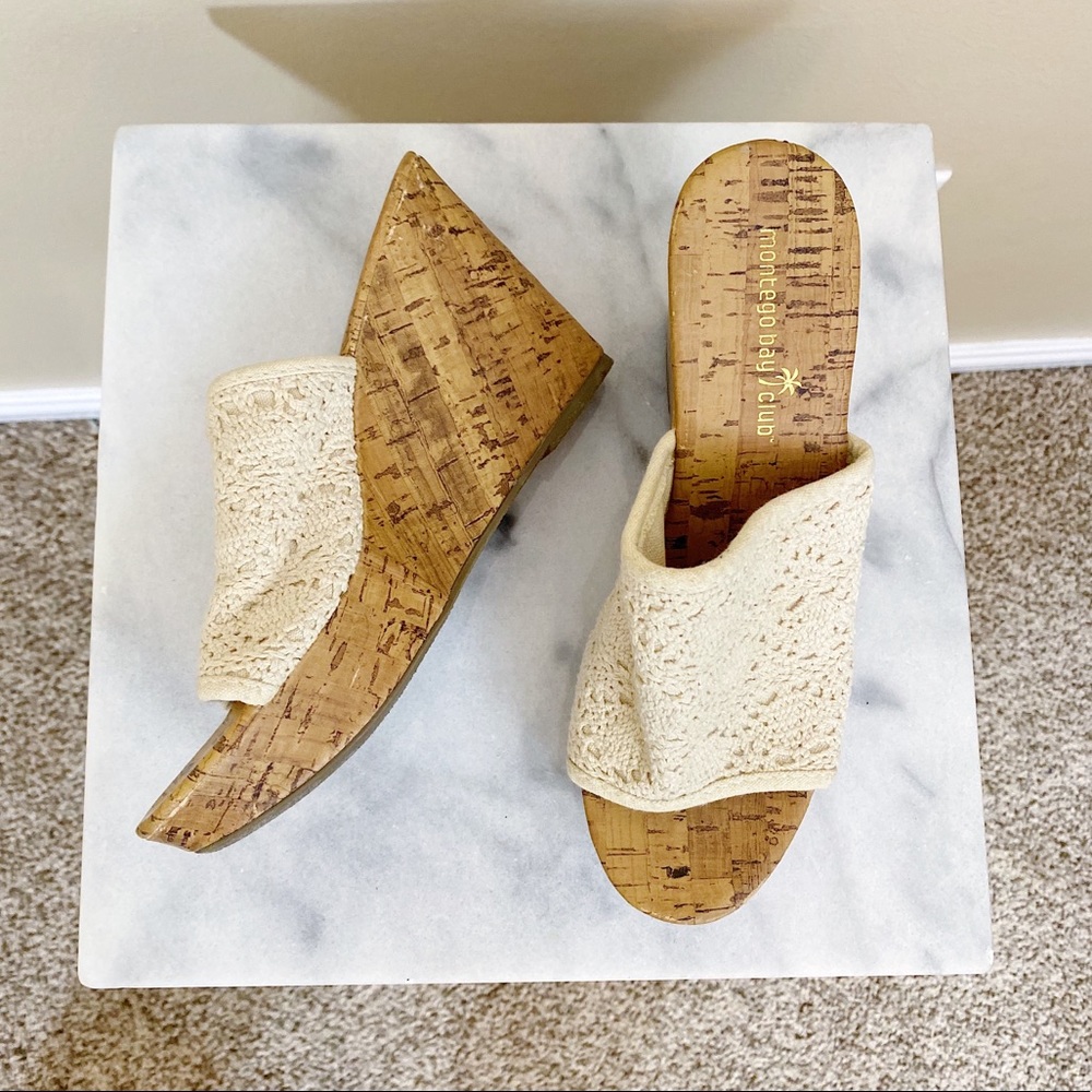 Montego Bay Club Crochet Wedge Heel Sandals Size 7